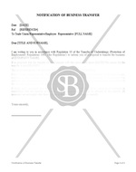 Notification of Business Transfer